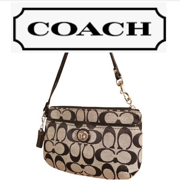 Coach Signature Turnlock And Zip Wrislet Black And Gray - Picture 3 of 16